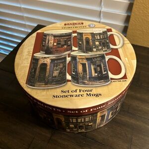 Sakura Store Fronts Vintage French Stoneware Coffee/Tea Mugs Set of 4